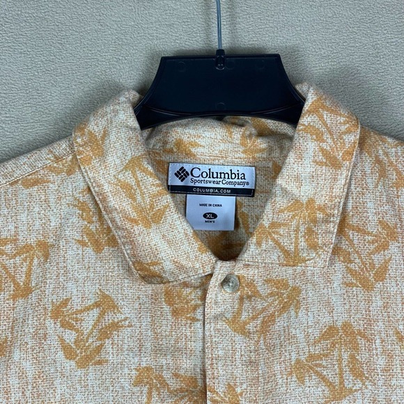 Columbia Mens XL Hawaiian Short Sleeve Button Up Shirt Linen Blend Pocket - Picture 2 of 11